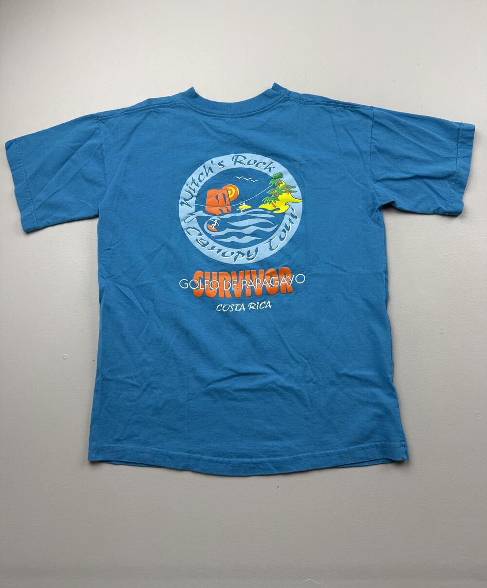 Vanguard Shirt Mens Large Blue Witch's Rock Survivor Costa Rica Graphic Tee